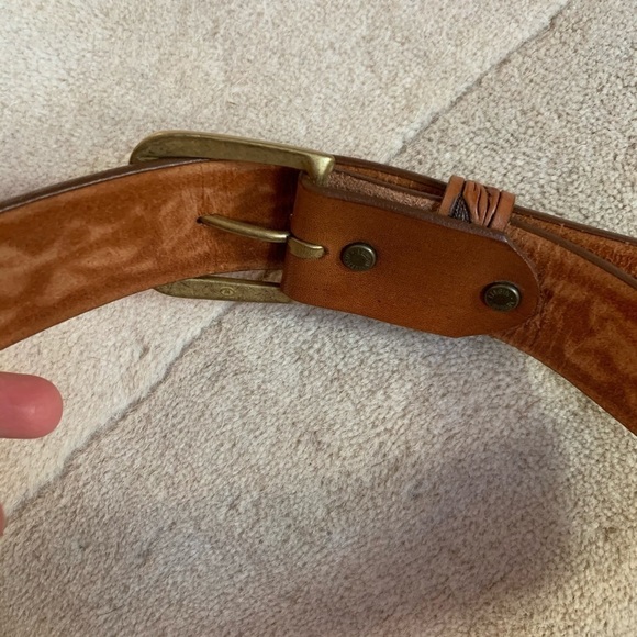 J. Crew Embossed Painted Southwestern Leatherwork Boho Western leather Belt - Picture 5 of 8